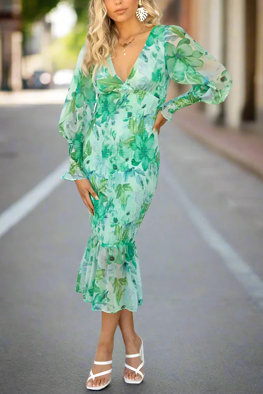 Floral Ruffle Midi Dress